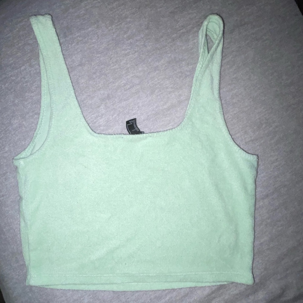 Green velour tank top